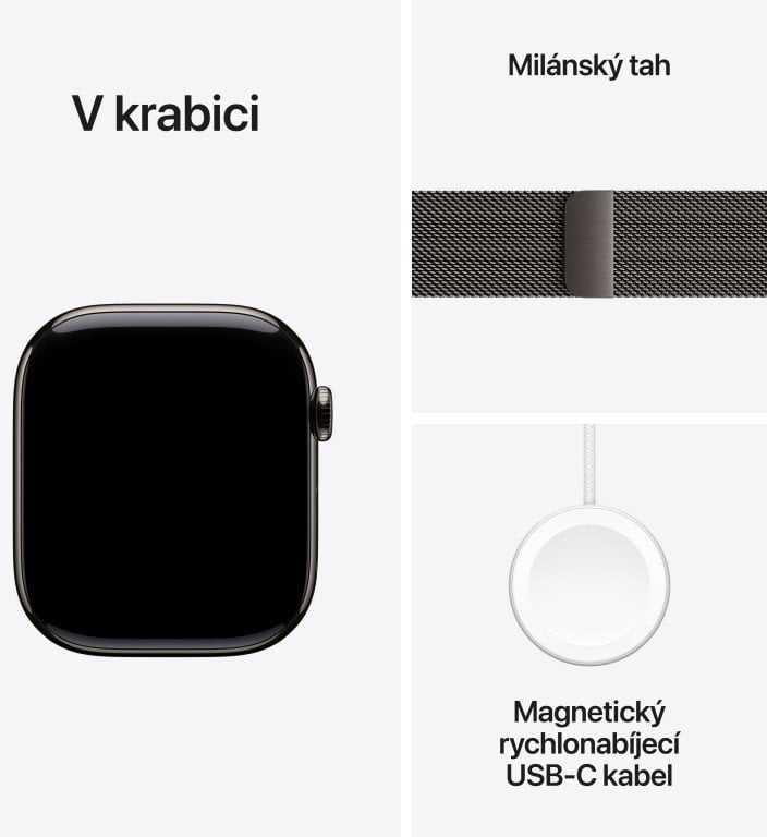 Išmanusis laikrodis Apple Watch Series 11 GPS + Cellular 46 mm šiferio titano korpusas su šiferio Milanese kilpele – S/M
