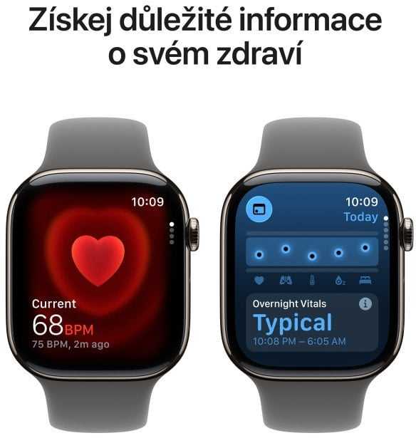 Išmanusis laikrodis Apple Watch series 11 gps + cellular, koperta 46 mm su tytanu w kolorze naturalnym, dirželis sportowy w kolorze górskiej szarości - dydis m/l