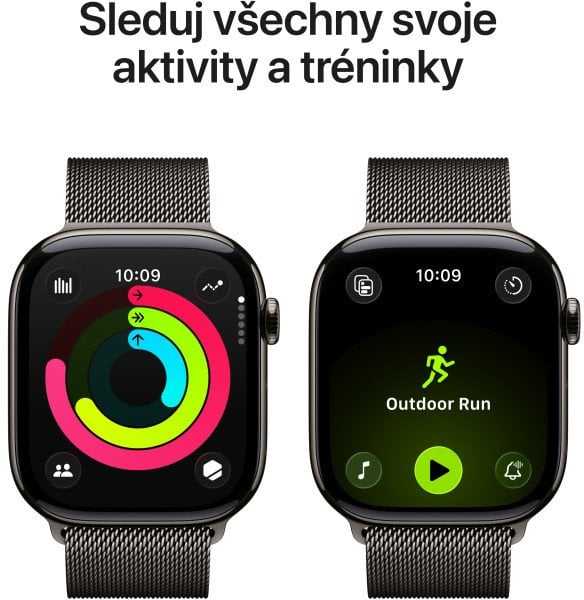 Išmanusis laikrodis Apple Watch Series 11 GPS + Cellular 46 mm šiferio titano korpusas su šiferio Milanese kilpele – S/M
