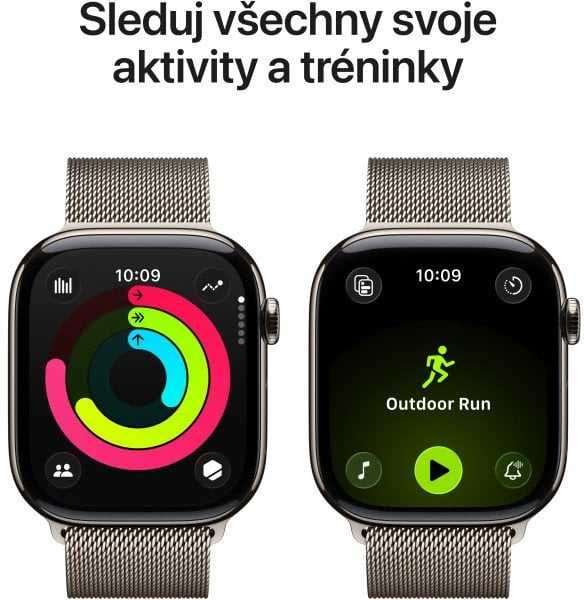 Išmanusis laikrodis Apple Watch 11 GPS + Cellular 46mm Natural Titanium Milanese Loop S/M Pilka (MFCY4MP/A)