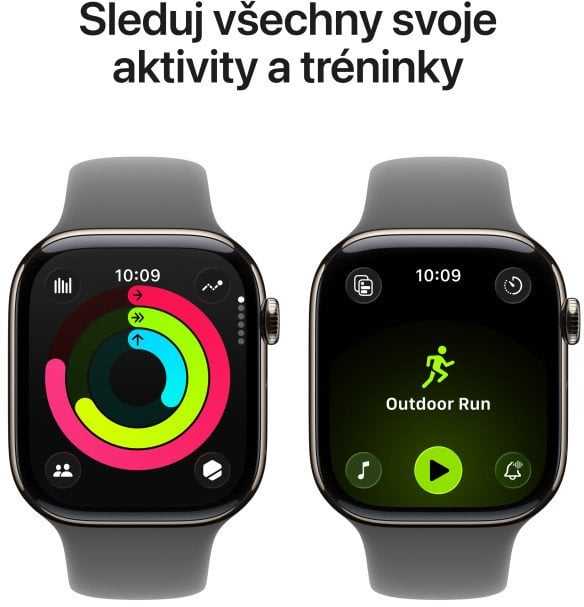 Išmanusis laikrodis Apple Watch series 11 gps + cellular, koperta 46 mm su tytanu w kolorze naturalnym, dirželis sportowy w kolorze górskiej szarości - dydis m/l