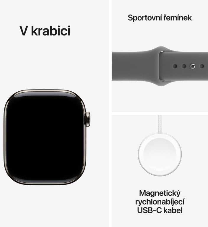 Išmanusis laikrodis Apple Watch series 11 gps + cellular, koperta 46 mm su tytanu w kolorze naturalnym, dirželis sportowy w kolorze górskiej szarości - dydis m/l