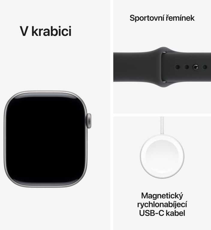 Išmanusis laikrodis Apple „Watch Series 11 GPS + Cellular“, 42 mm, kosminės pilkos spalvos aliuminio korpusas su juodu sportiniu dirželiu – S/M