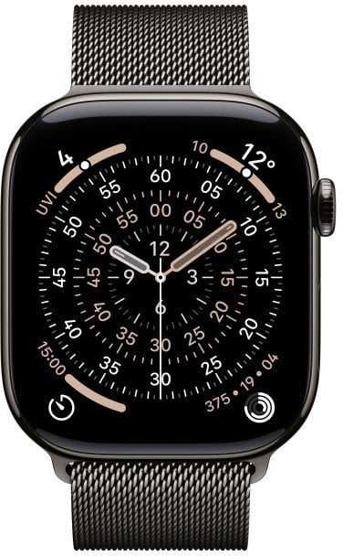 Išmanusis laikrodis Apple Watch Series 11 GPS + Cellular 46 mm šiferio titano korpusas su šiferio Milanese kilpele – S/M