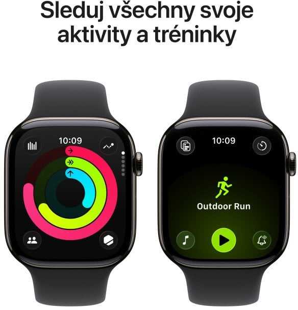 Išmanusis laikrodis Apple Watch series 11 gps + cellular, koperta 42 mm su tytanu w kolorze łupku, dirželis sportowy (juodos spalvos) - dydis m/l