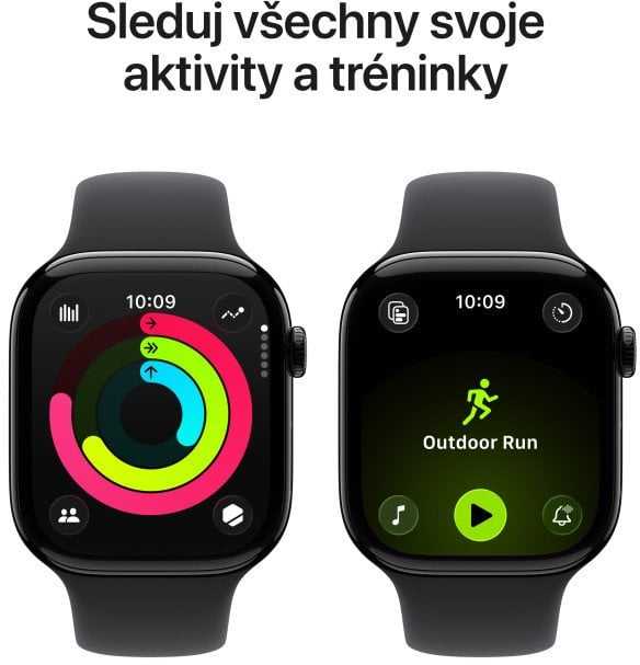 Išmanusis laikrodis „Apple Watch Series 11 GPS + Cellular“, 46 mm, juodos spalvos aliuminio korpusas | Juodas sportinis dirželis – S/M