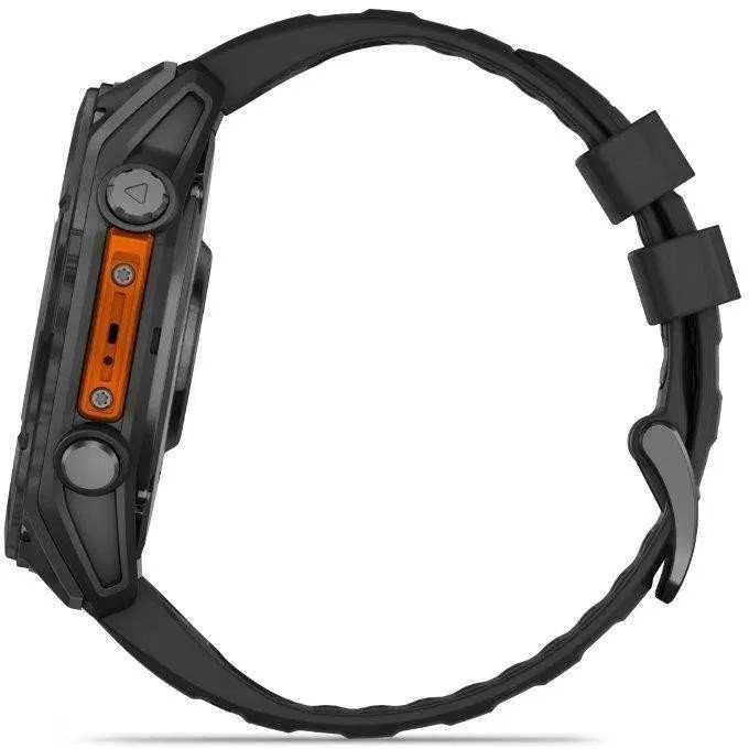 Išmanusis laikrodis Garmin Fenix 8 – 51 mm, AMOLED Skalūno pilkos spavos korpusas su juodu silikono dirželiu