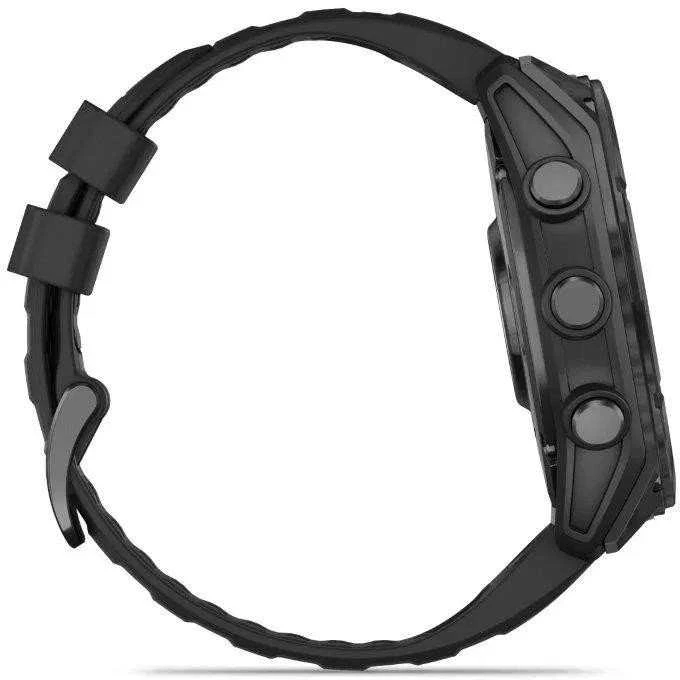 Išmanusis laikrodis Garmin Fenix 8 – 51 mm, AMOLED Skalūno pilkos spavos korpusas su juodu silikono dirželiu