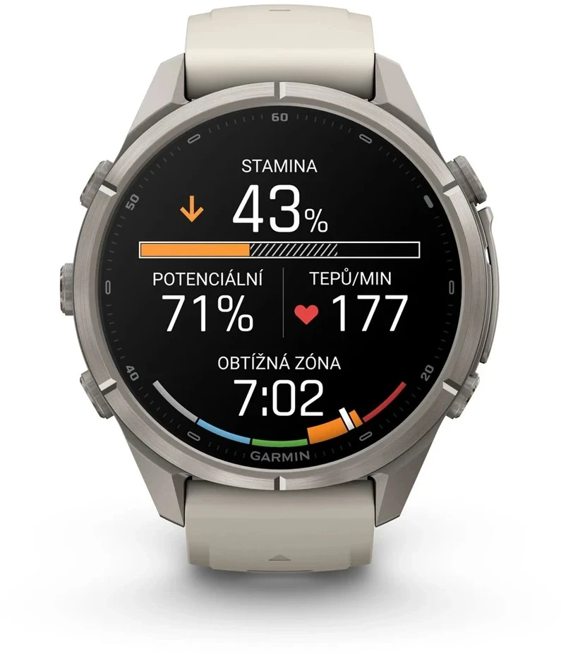 Išmanusis laikrodis Garmin fenix 9 Pro – inReach, 43mm, Titanium with Fog Pilkas/Dark Sandstone Silicone Band