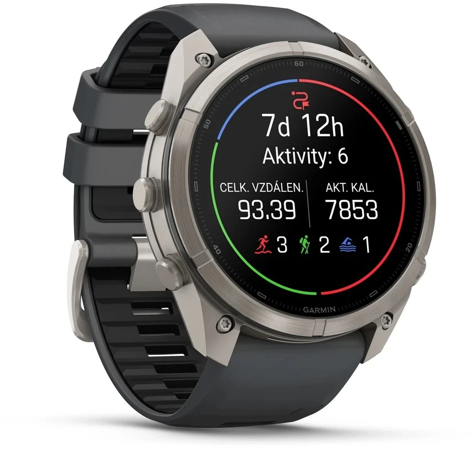 Išmanusis laikrodis Garmin fenix 9 Pro – 51mm, Titanium with Graphite/Juodas Silicone Band