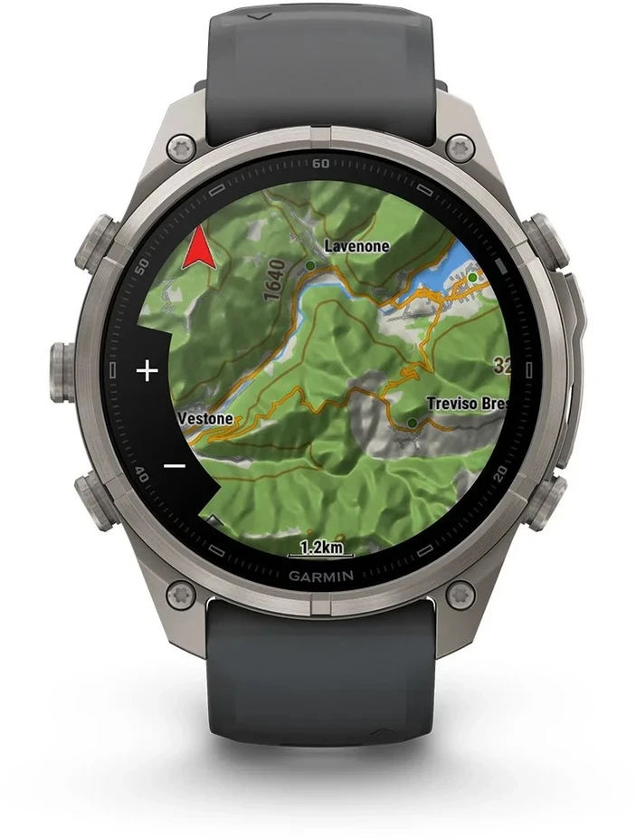Išmanusis laikrodis Garmin fenix 9 Pro – inReach, 47mm, Titanium with Graphite/Juodas Silicone Band