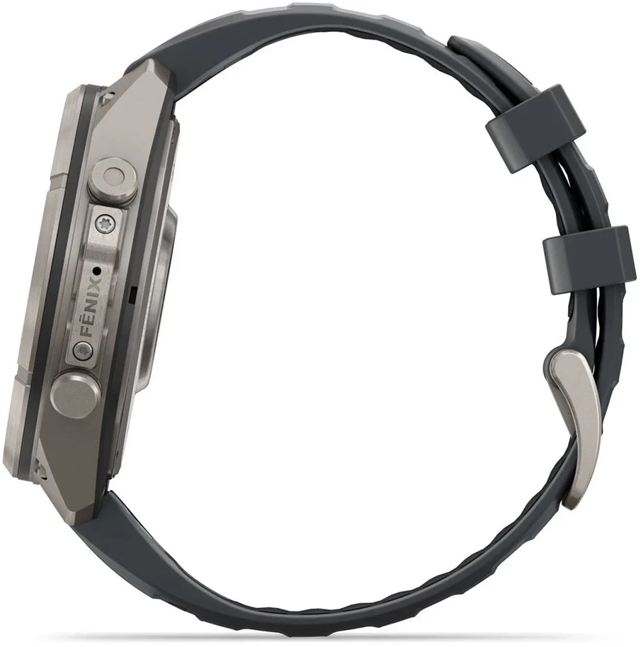 Išmanusis laikrodis Garmin fenix 9 Pro – inReach, 47mm, Titanium with Graphite/Juodas Silicone Band