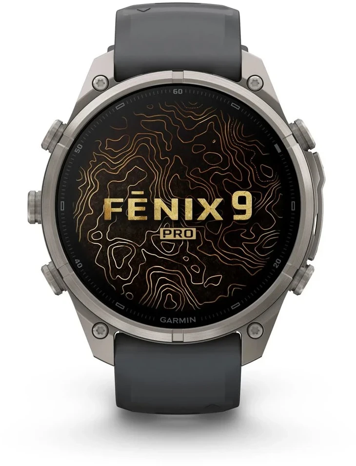 Išmanusis laikrodis Garmin fenix 9 Pro – inReach, 47mm, Titanium with Graphite/Juodas Silicone Band
