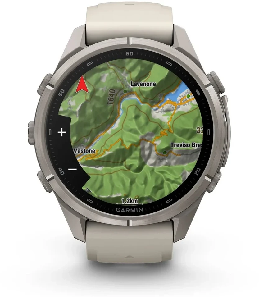 Išmanusis laikrodis Garmin fenix 9 Pro – inReach, 43mm, Titanium with Fog Pilkas/Dark Sandstone Silicone Band