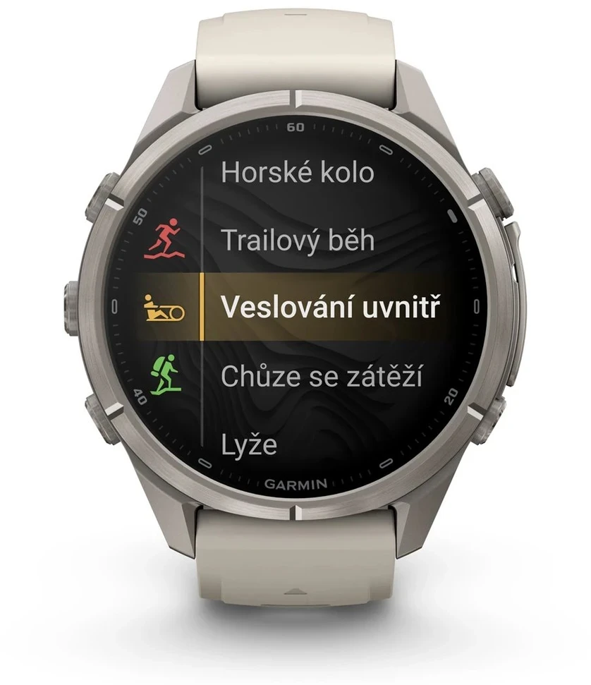 Išmanusis laikrodis Garmin fenix 9 Pro – inReach, 43mm, Titanium with Fog Pilkas/Dark Sandstone Silicone Band
