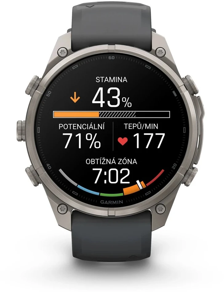 Išmanusis laikrodis Garmin fenix 9 Pro – 47mm, Titanium with Graphite/Juodas Silicone Band