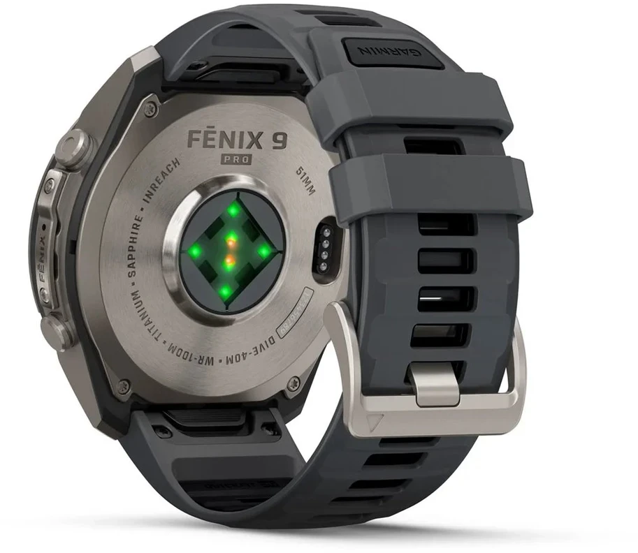 Išmanusis laikrodis Garmin fenix 9 Pro – inReach, 51mm, Titanium with Graphite/Juodas Silicone Band