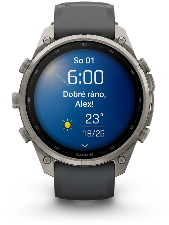 Išmanusis laikrodis Garmin fenix 9 Pro – 47mm, Titanium with Graphite/Juodas Silicone Band