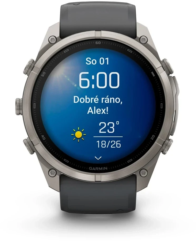 Išmanusis laikrodis Garmin fenix 9 Pro – 51mm, Titanium with Graphite/Juodas Silicone Band