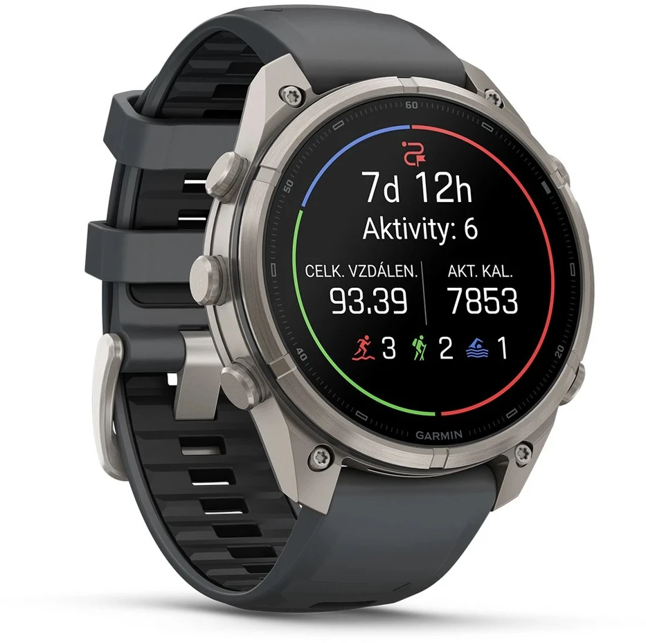 Išmanusis laikrodis Garmin fenix 9 Pro – 47mm, Titanium with Graphite/Juodas Silicone Band