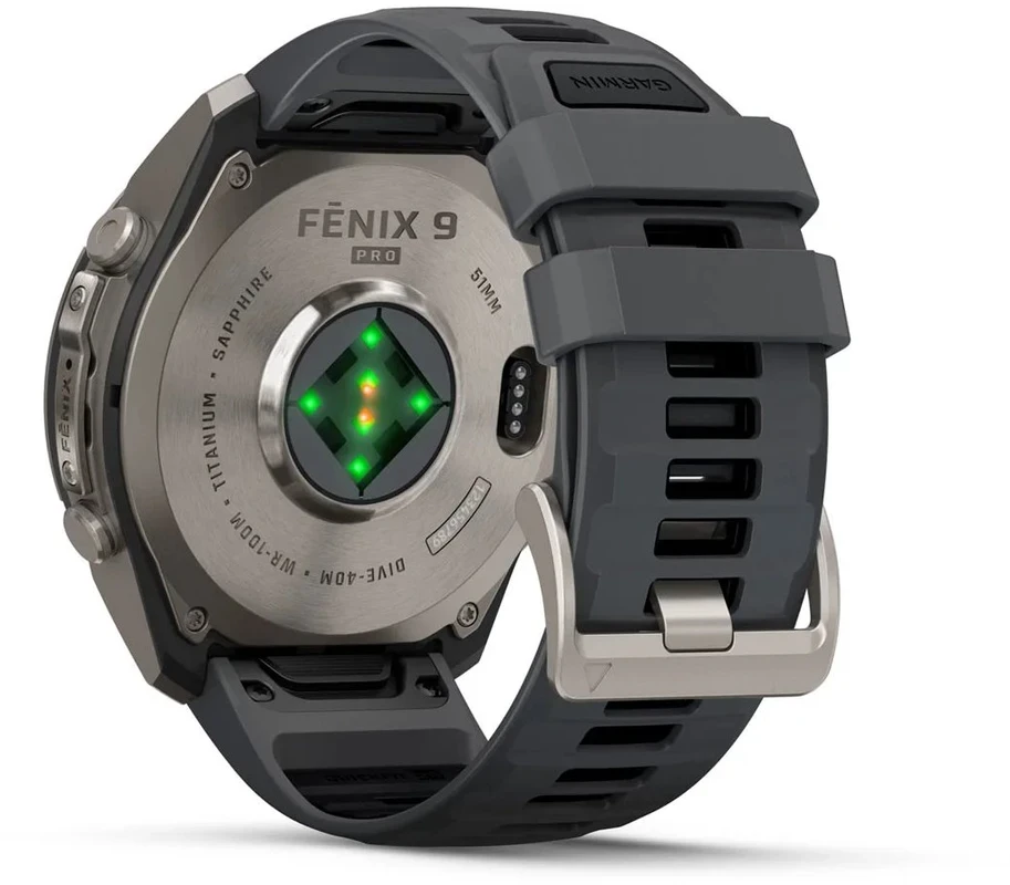 Išmanusis laikrodis Garmin fenix 9 Pro – 51mm, Titanium with Graphite/Juodas Silicone Band