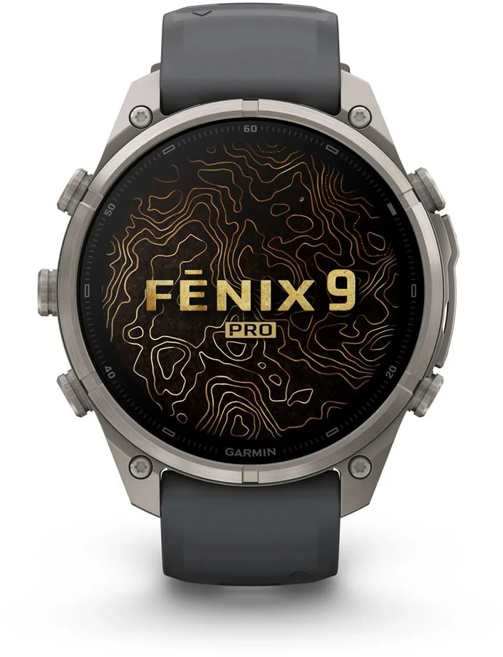 Išmanusis laikrodis Garmin fenix 9 Pro – 47mm, Titanium with Graphite/Juodas Silicone Band