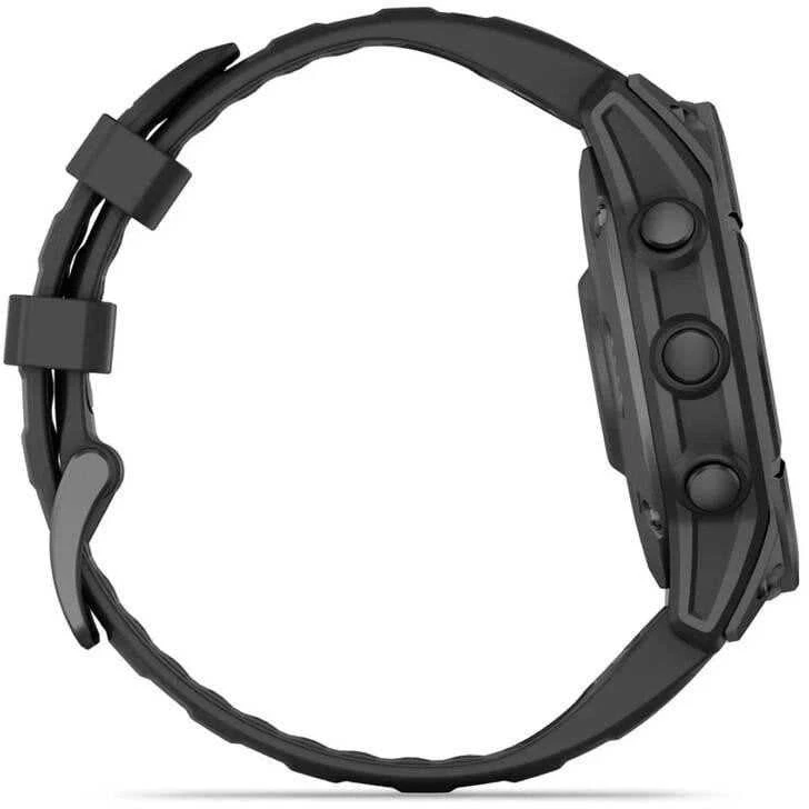 Išmanusis laikrodis Garmin Fenix E, 47 mm, AMOLED, Pilkai melsvos spalvos plienas, Juodo silikono dirželis