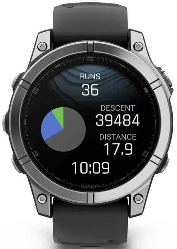 Išmanusis laikrodis Garmin Fenix E,47mm,  Nerūdijančio plieno korpusa su juodos spalvos silikoniniu dirželiu