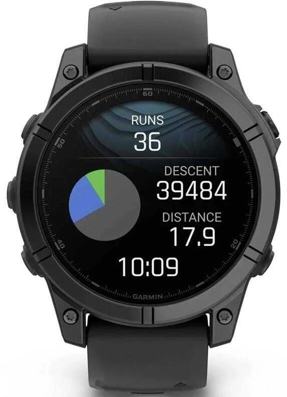 Išmanusis laikrodis Garmin Fenix E, 47 mm, AMOLED, Pilkai melsvos spalvos plienas, Juodo silikono dirželis