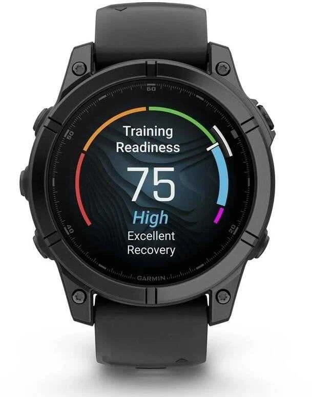 Išmanusis laikrodis Garmin Fenix E, 47 mm, AMOLED, Pilkai melsvos spalvos plienas, Juodo silikono dirželis