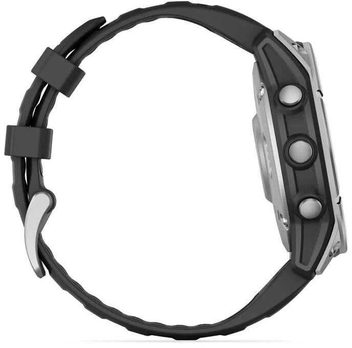Išmanusis laikrodis Garmin Fenix E,47mm,  Nerūdijančio plieno korpusa su juodos spalvos silikoniniu dirželiu