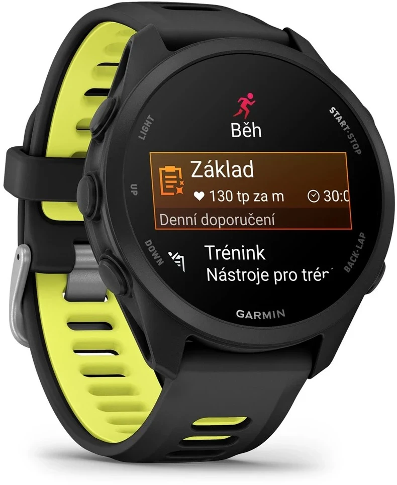 „Garmin Forerunner 170“ išmanusis laikrodis, juodos ir ryškiai geltonos spalvos
