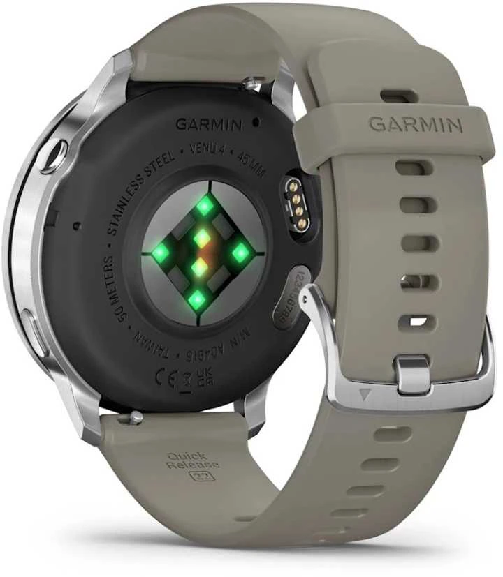 Išmanusis laikrodis Garmin Venu® 4 - 45 mm | spalva: sidabro spalvos su sidabrinės pilkos spalvos silikoniniu dirželiu (010-03014-01)