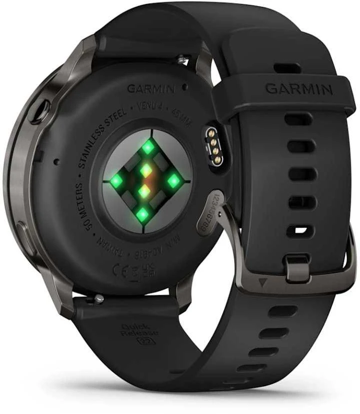 Išmanusis laikrodis Garmin Venu® 4 - 45 mm | spalva: skalūno spalva su juodu silikono dirželiu (010-03014-00)