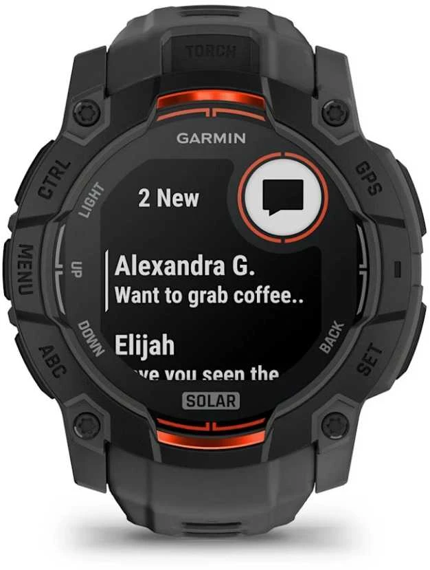 Išmanusis laikrodis Garmin Instinct 3 – 50 mm, Solar, juodas su anglies spalvos dirželiu