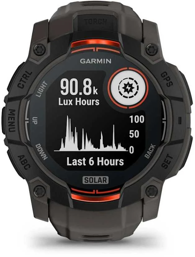 Išmanusis laikrodis Garmin Instinct 3 – 50 mm, Solar, juodas su anglies spalvos dirželiu