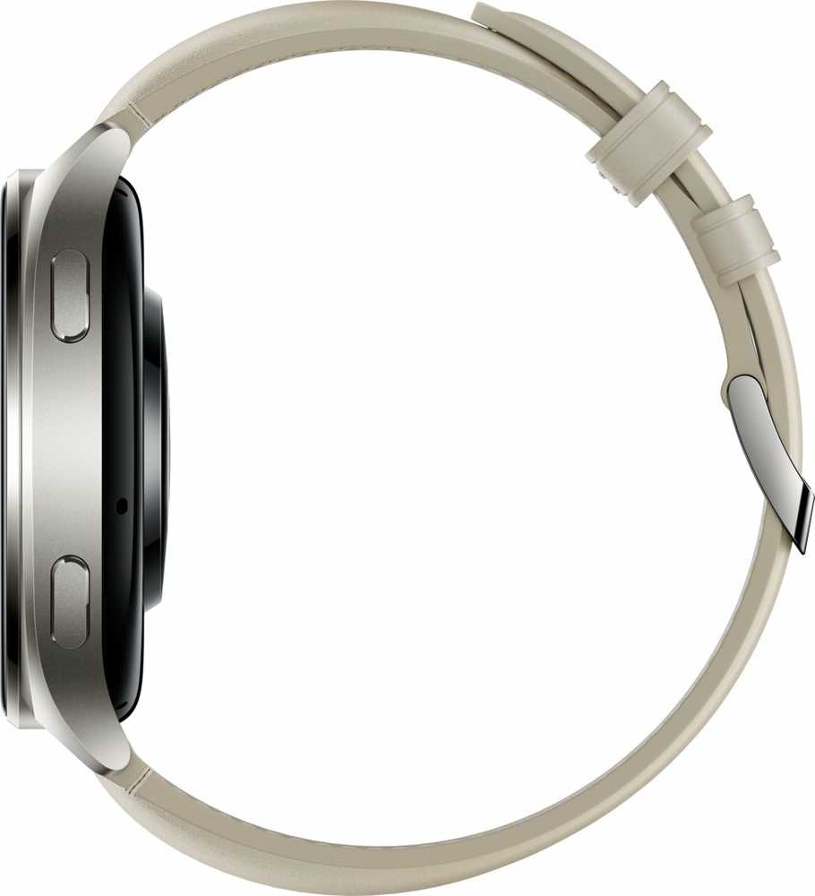Išmanusis laikrodis Xiaomi Watch 2, Titano spalvos korpusas, su baltos spalvos odiniu dirželiu