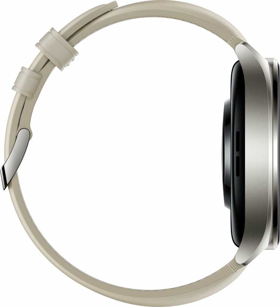Išmanusis laikrodis Xiaomi Watch 2, Titano spalvos korpusas, su baltos spalvos odiniu dirželiu