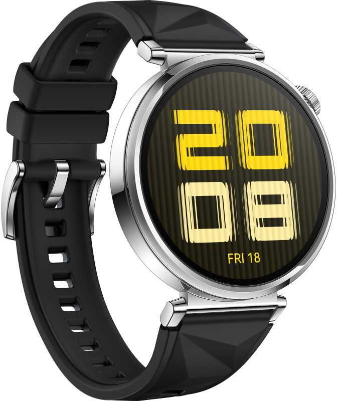 Išmanusis laikrodis Huawei Watch GT 5 41mm Active, Sidabrinės spalvos korpusas su juodos spalvos silikoniniu dirželiu