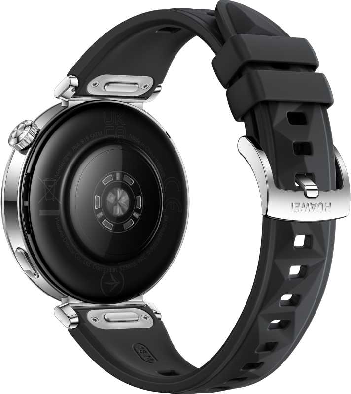 Išmanusis laikrodis Huawei Watch GT 5 41mm Active, Sidabrinės spalvos korpusas su juodos spalvos silikoniniu dirželiu