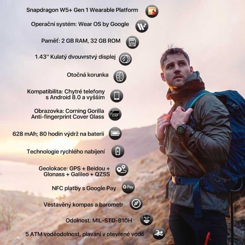 Išmanusis laikrodis Mobvoi Ticwatch Pro 5, Pilkos spalvos