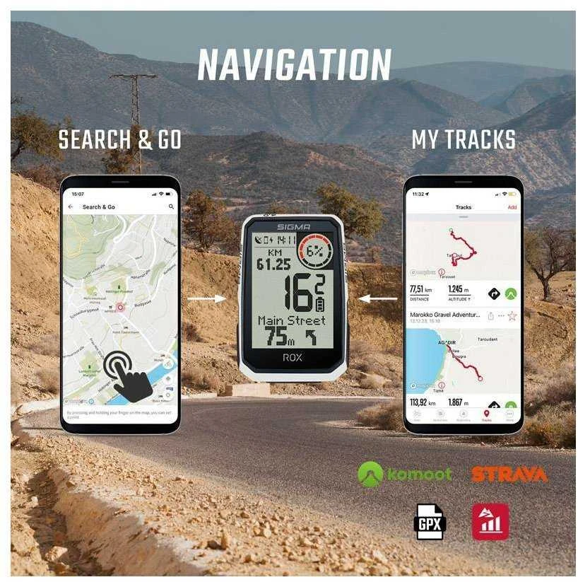 Dviračio kompiuteris SIGMA ROX 4.0 Endurance GPS Baltas Sensor Set