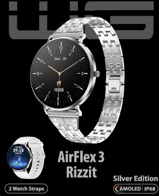 „Winner Group WG“ – išmanusis laikrodis „WG AirFlex3 Rizz It“, moterims, 2 dirželiai, sidabrinis