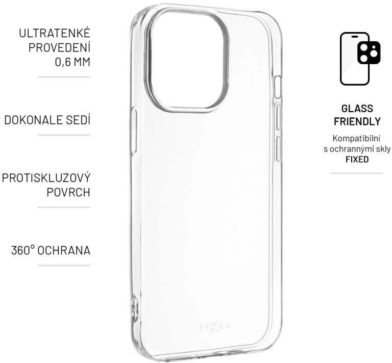 Itin plonas TPU gelio dėklas FIXED Skin, skirtas Apple iPhone 15 Plus, 0,6 mm, skaidrus