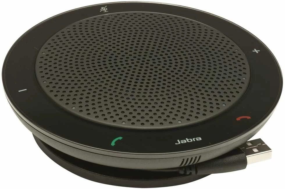 JABRA SPEAK 410 MS garsiakalbis, skirtas UC USB konferencijos sprendimui 360 laipsnių mikrofono prijungimas ir atkūrimas nutildymo ir garsumo mygtukas