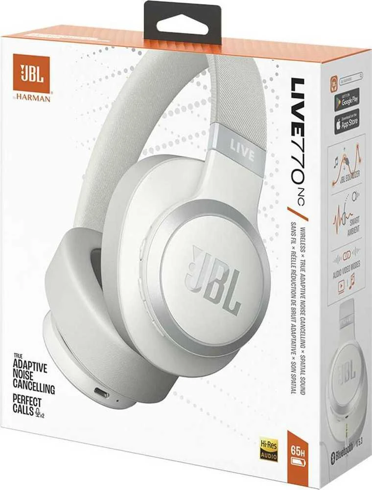 JBL Live 770NC belaidės ausinės su True ANC, Baltos