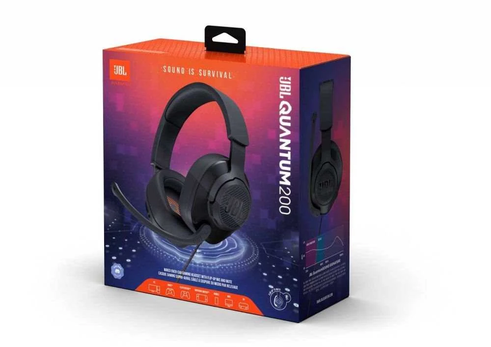 Žaidimų ausinės JBL Quantum 200, Juodos