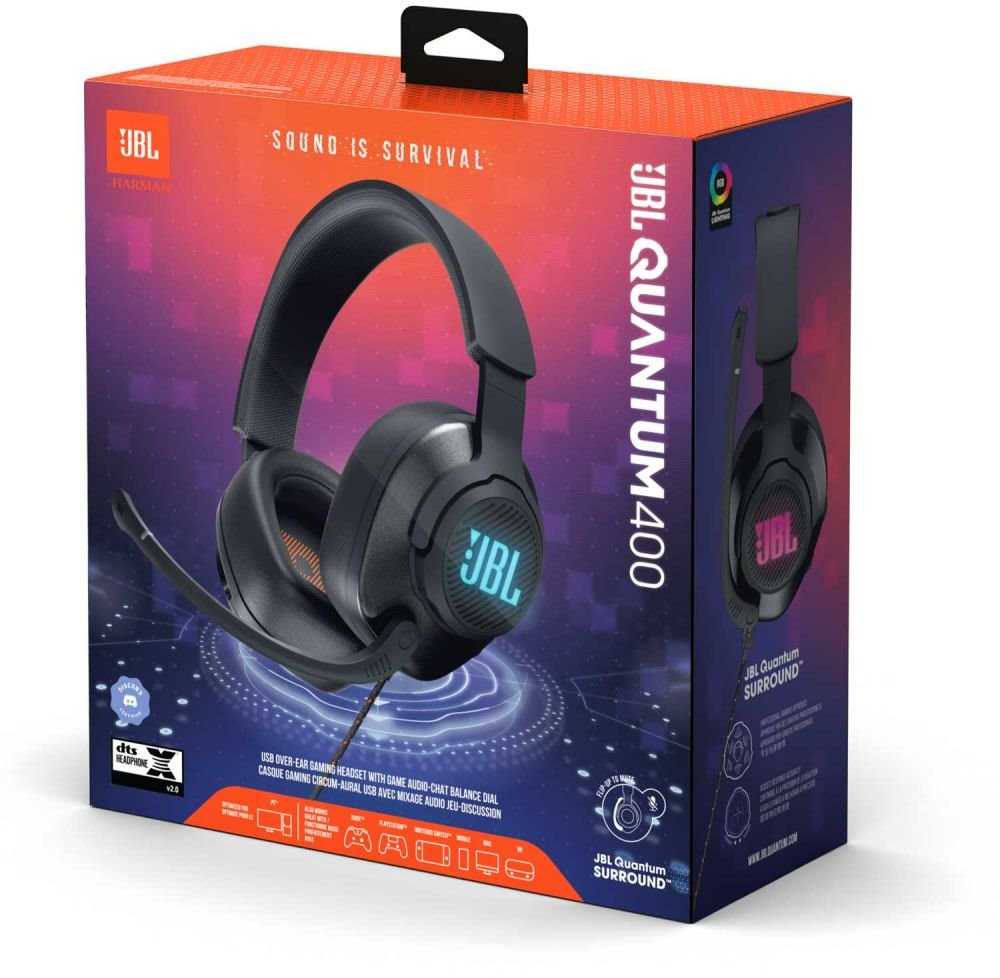 Žaidimų ausinės JBL Quantum 400, Juodos