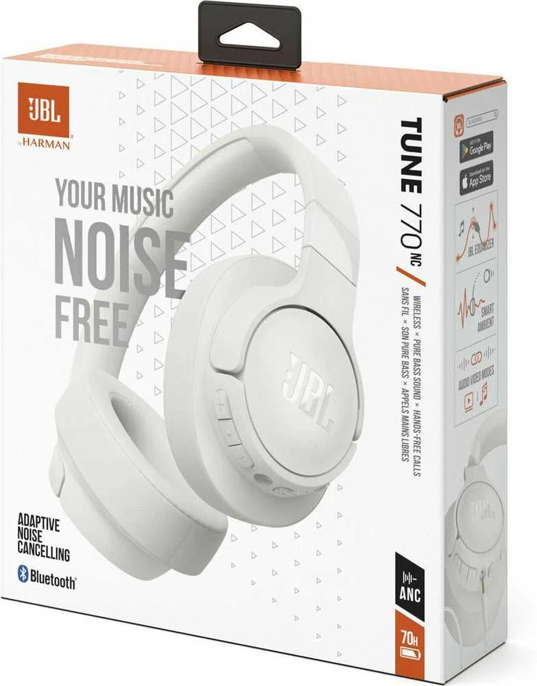 JBL Tune 770 NC belaidės ausinės, Baltos spalvos