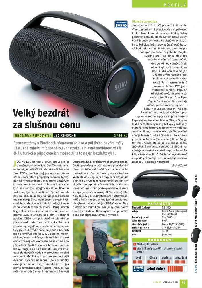 JVC XS-E524B Juodas - portable BT speaker, juodas